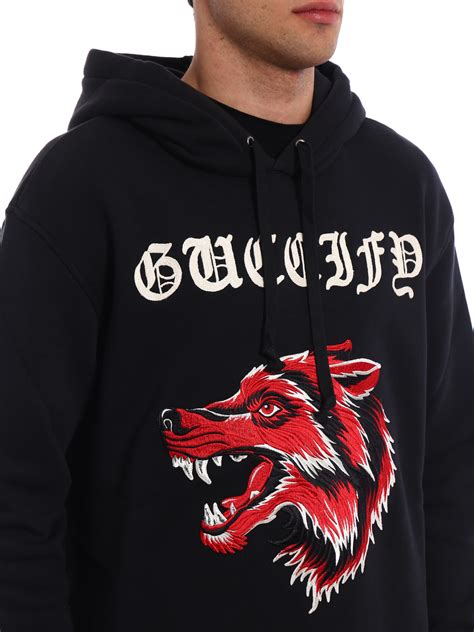 gucci hoodie with wolf on hood|women's gucci sweatsuit.